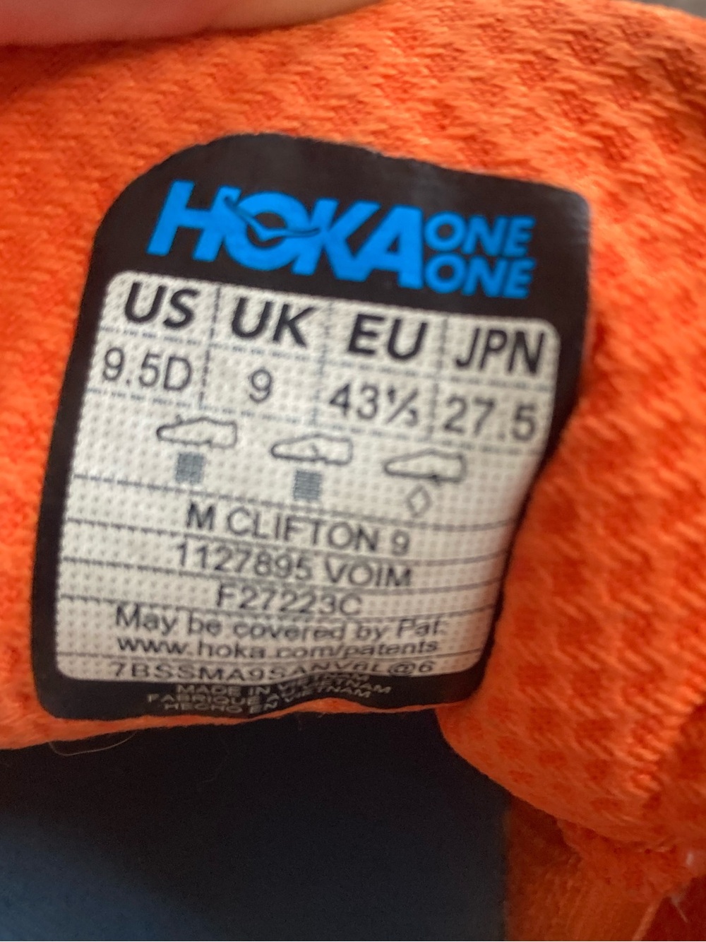Men’s Hoka Orange Running Shoes with Blue Highlights - Picture 5 of 6